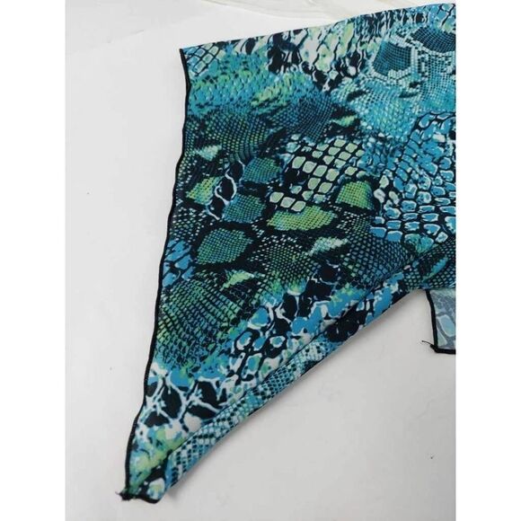 Giadamarina Womens Swim Cover Up Blue Black Snake Print Tie Keyhole Neck OS - Picture 3 of 4